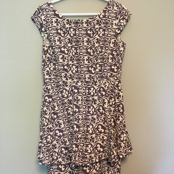 NWOT Mata Traders Fair Trade Purple Peplum Cotton Dress - Picture 2 of 3